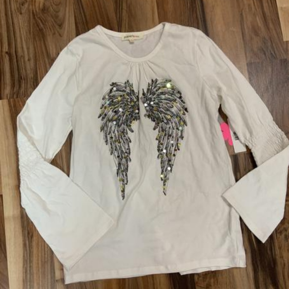 EMBELLISHED WINGS TOP BY PAPER FLOWER